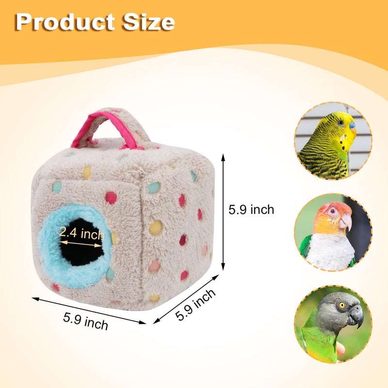 Wontee Bird Snuggle Hut Nest Winter Warm Hanging Bed Cave for Budgie Parakeet Cockatiel Macaw African Grey Amazon Parrots Hedgehog Chinchilla (Colorful Dot, L: 9x9x9inch) - Image 5